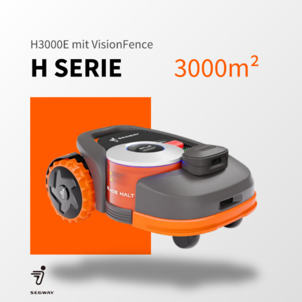 Segway Navimow H3000E VF Mähroboter der H Serie – leistungsstarker Rasenmäher für Flächen bis 3000m² mit VisionFence-Technologie, GPS und WLAN.