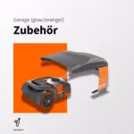 Segway Navimow Garage in Grau-Orange als Wetterschutz für Mähroboter – schützt zuverlässig vor Regen und Sonne bei maehroboterwelt.de.