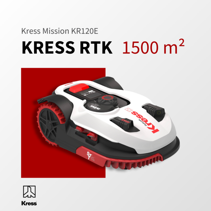 Kress Mission KR120E – Mähroboter für Flächen bis 1500 m² mit präziser RTK-Technologie und innovativen Funktionen