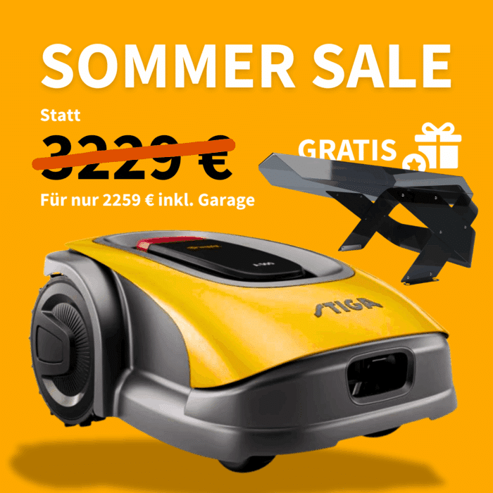 STIGA Mähroboter Sommer Sale – jetzt nur 2.259 € inkl. Garage statt 3.229 € – Gratis-Zubehör im Angebot