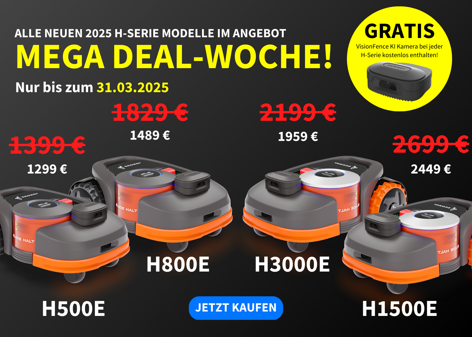 Mega Deal-Woche: 2025er H-Serie Mähroboter im Angebot – Jetzt mit gratis visueller Kamera