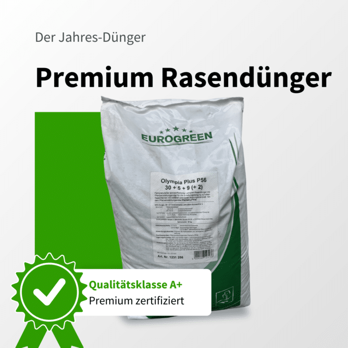 Eurogreen Olympia Plus P56 Premium Rasendünger mit A+ Qualitätssiegel – Jahresdünger für gesunden Rasen in Kombination mit Segway Navimow