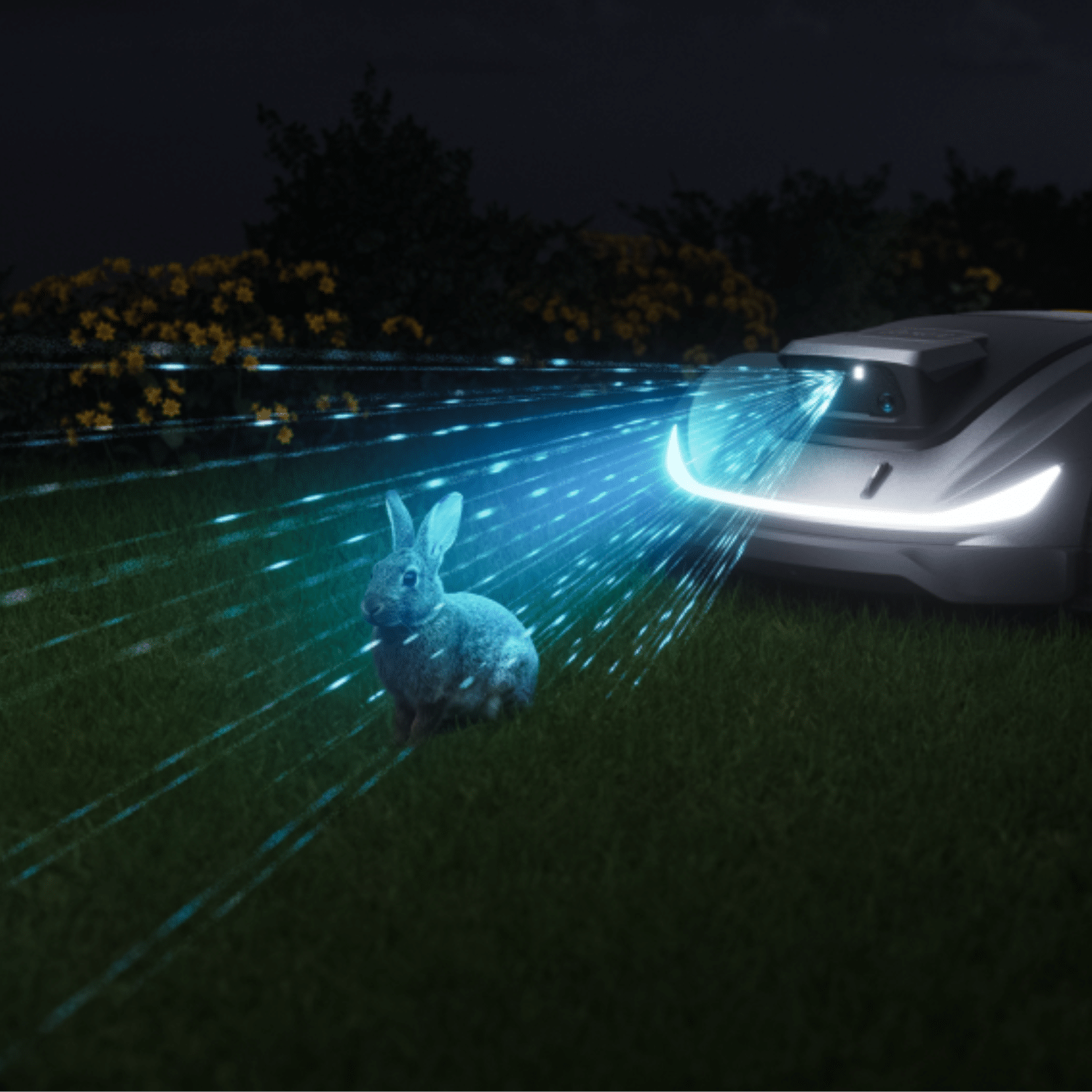 Sunseeker X5 Gen2 Mähroboter – Intelligente Hindernis- und Tiererkennung bei Nacht Sunseeker X5 Gen2 Mähroboter mit intelligenter Hindernis- und Tiererkennung bei