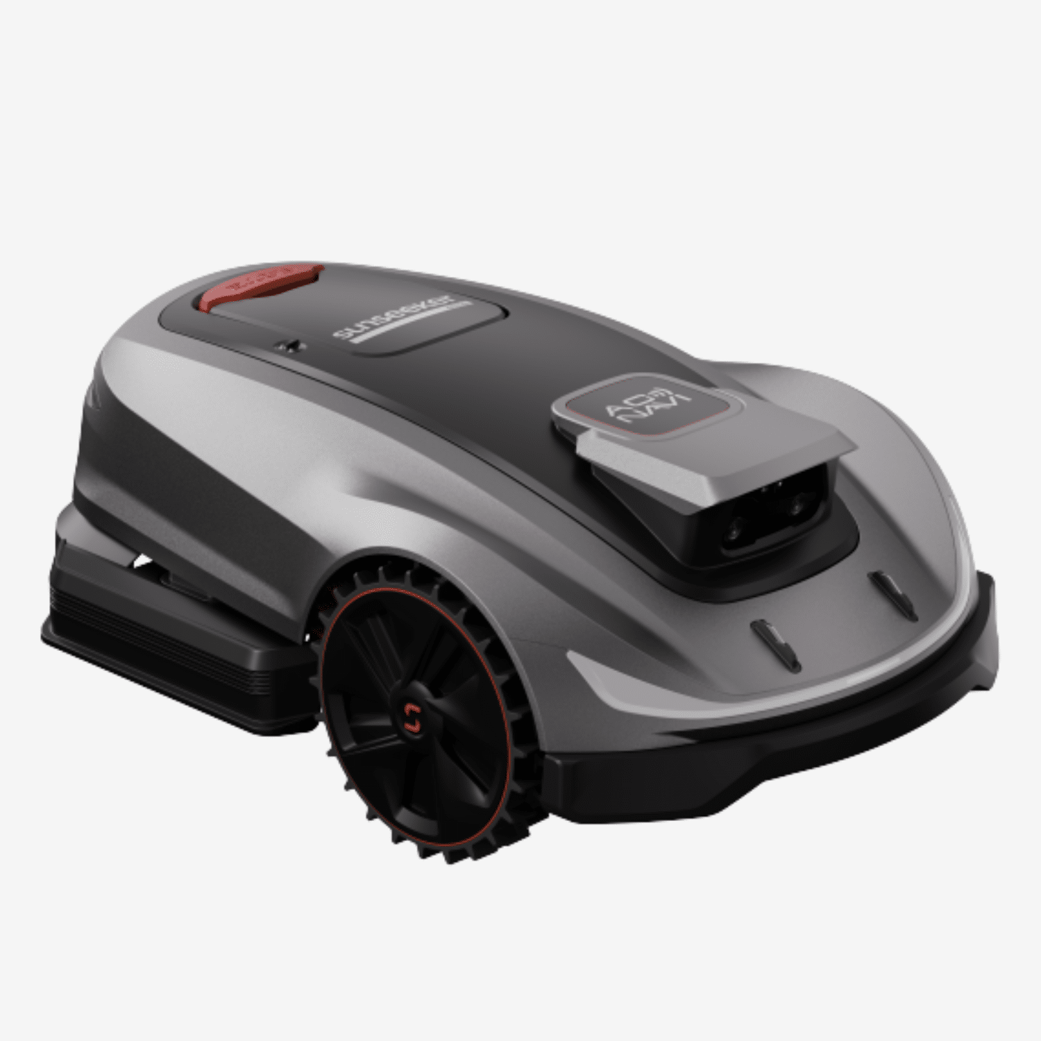 Sunseeker X5 Gen2 Mähroboter – Seitenansicht mit AONavi-Kamera Sunseeker X5 Gen2 Mähroboter Seitenansicht – intelligenter Rasenroboter mit AONavi-Kamera und starkem Radantrieb