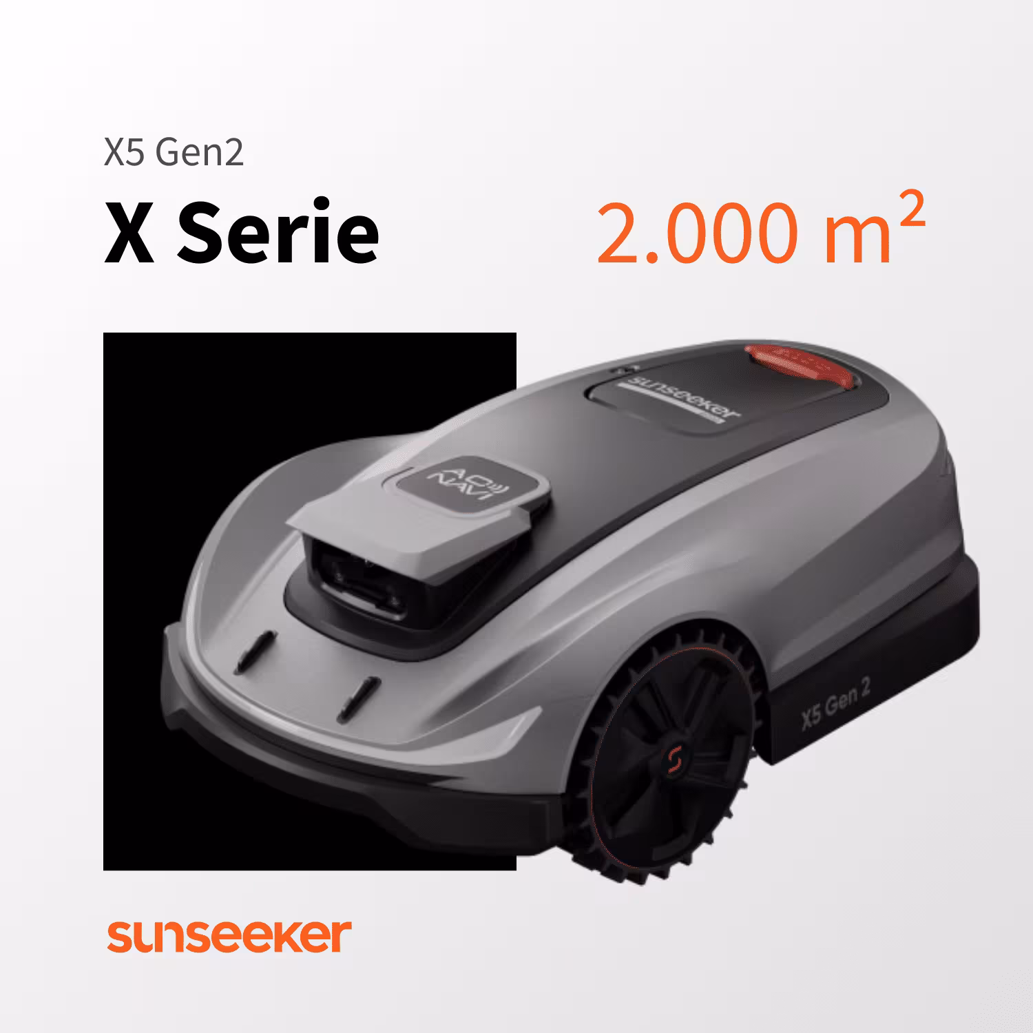 Sunseeker X5 Gen2 Mähroboter – X Serie für bis zu 2000 m² Rasenfläche Sunseeker X5 Gen2 Mähroboter für Rasenflächen bis 2000 m² – intelligente, kabellose Rasenpflege der X-Serie