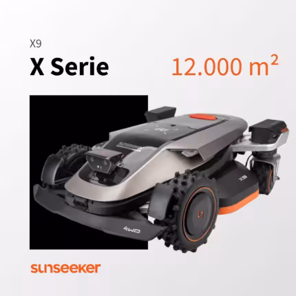 Produktabbildung des Sunseeker X9 Mähroboters aus der X Serie für Rasenflächen bis 12.000 Quadratmeter