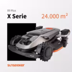 Produktabbildung des Sunseeker X9 Plus Mähroboters aus der X Serie für große Rasenflächen bis 24.000 Quadratmeter