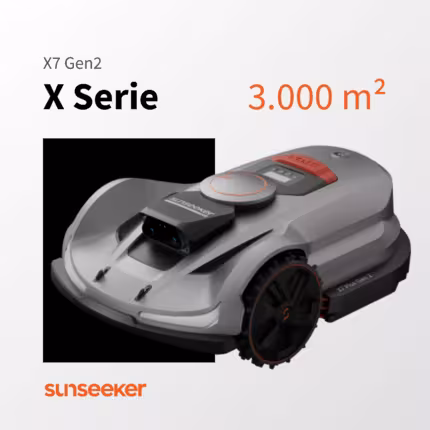 Produktabbildung des Sunseeker X7 Gen2 Mähroboters aus der X Serie für Rasenflächen bis 3.000 Quadratmeter