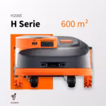 Segway Navimow H206E der H Serie – Mähroboter für 600 m² Rasenfläche, Rückansicht mit LiDAR-Sensor und Segway-Logo