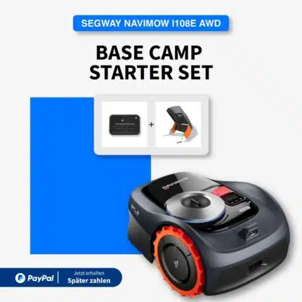 Segway Navimow i108E AWD Base Camp Starter Set – Mähroboter mit SIM-Karte und Garagendach für 800 m²
