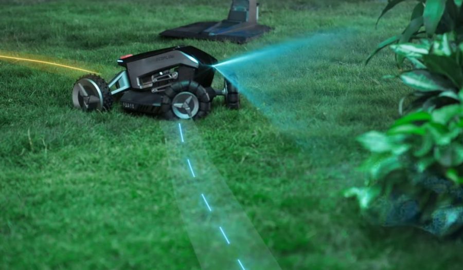 EcoFlow Mähroboter mit Hinderniserkennung und GPS-Navigation für präzises, autonomes Mähen im Garten